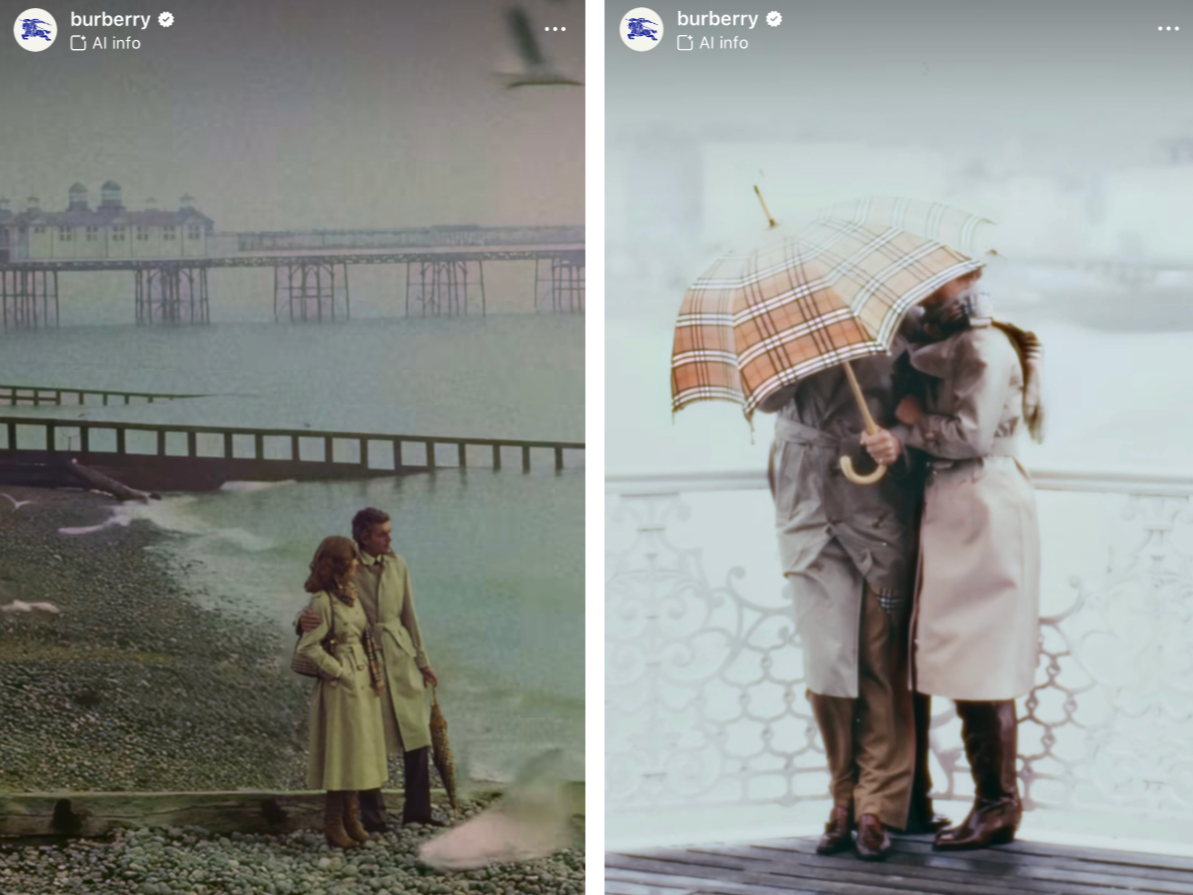 Burberry disclosing use of AI in their social content