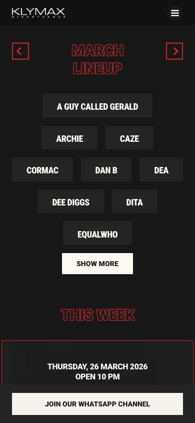 Klymax.co website on mobile